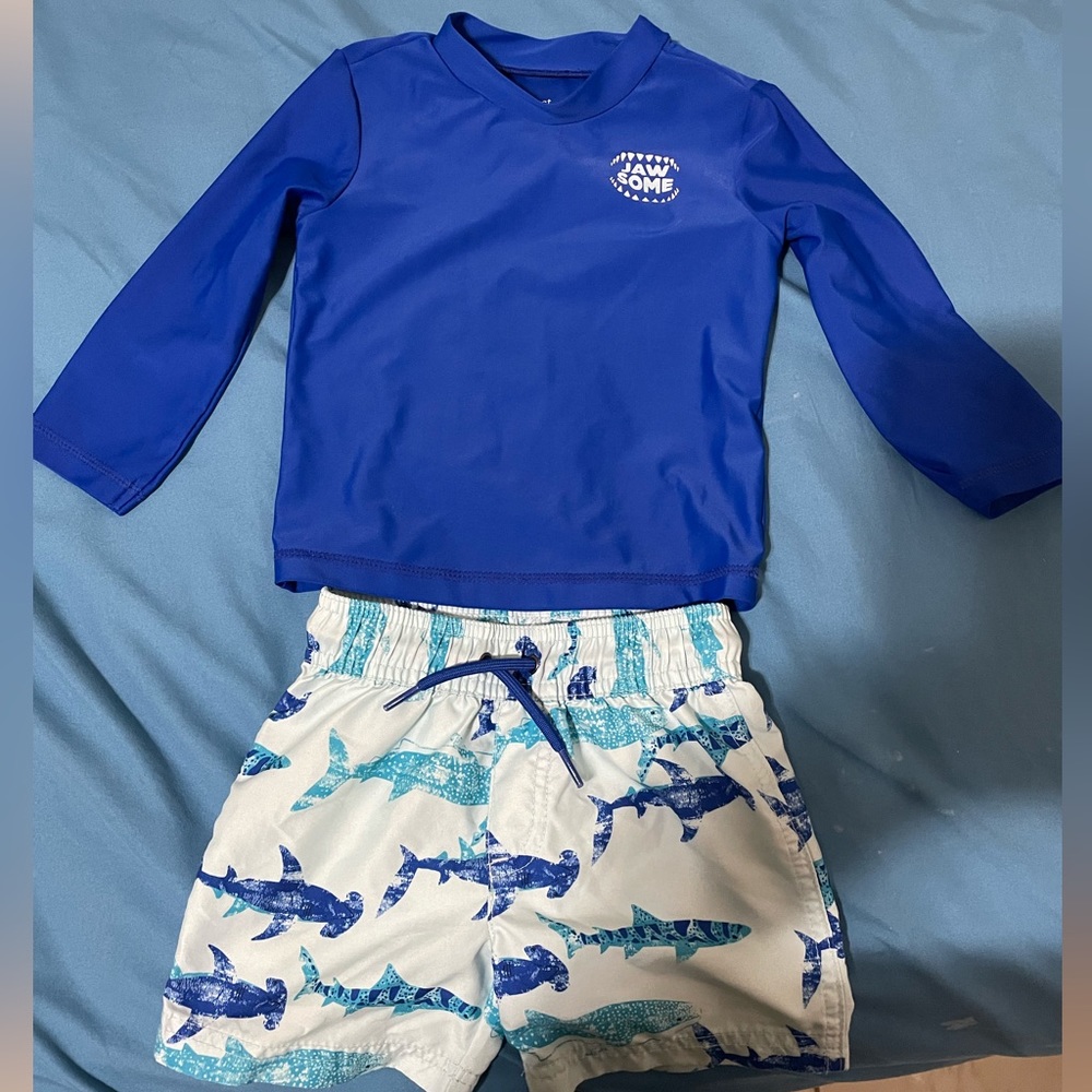 Carters Baby boy rashguard bathing suit.In excellent condition.Only worn a coupl